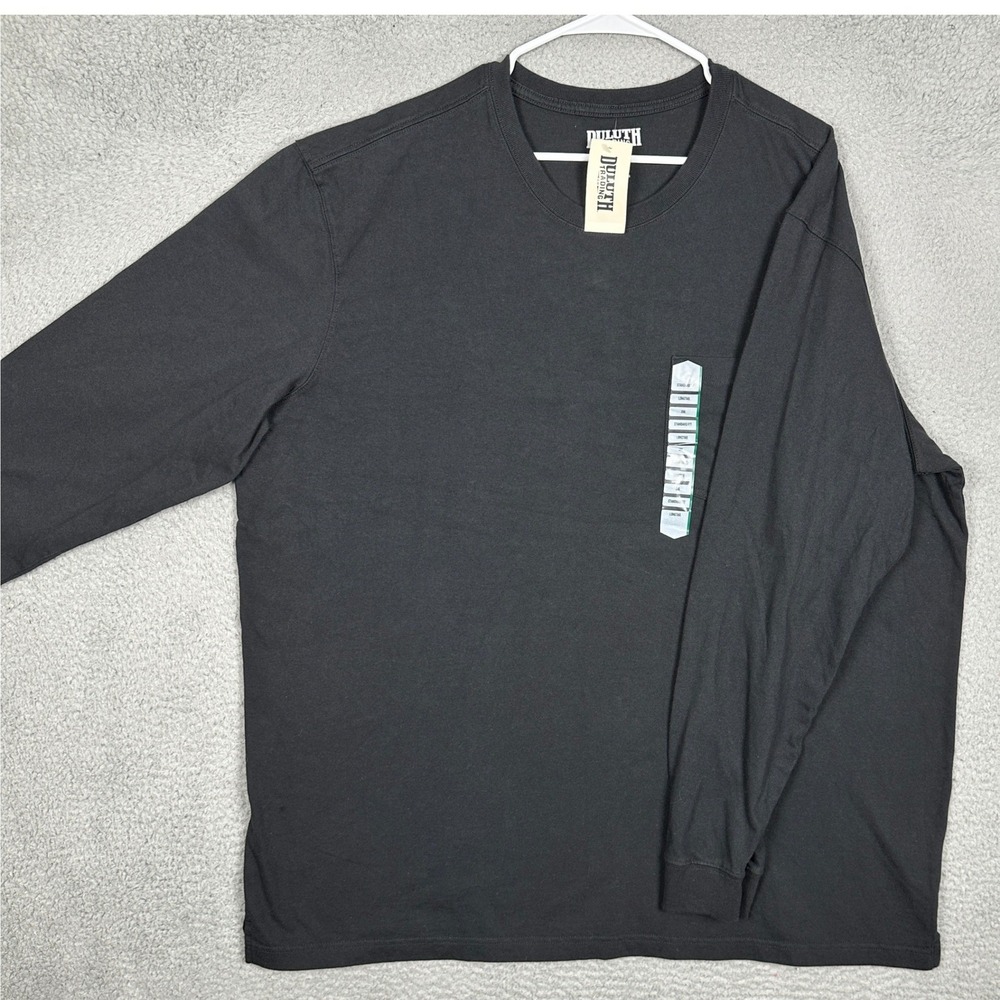NEW Duluth Trading Co. T-Shirt Mens 2XL Longtail T Black Pocket Tee Long Sleeve